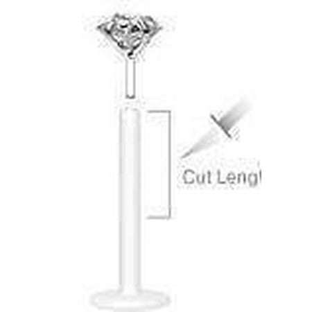- Body Accentz Bio-Flex Shaft with Push-in .925 Silver Prong Set Gem Labret
