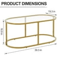 thumbnail image 2 of Coffee Table Gold Glass Coffee Tables for Living Room, Oval Table Center Table with Sturdy Metal Frame,Modern Tempered Glass Accent Tables for Bedroom Home Office, 2 of 17