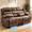 Bronze, variant on Power Loveseat Recliner Sofa with Console, Massage & Heat, LED Theater Seating with Bluetooth Speaker, USB Charging, Cup Holders, Storage, Tray Table & Cup Holder, Breathable Leather, Brown