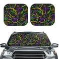thumbnail image 2 of Naloa Neon Mardi Gras 2 Piece Foldable Car Sun Shades, Car Windshield Sunshade, Front Window Sunshade for Car, Truck, SUV - Large, 2 of 7