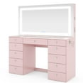 thumbnail image 4 of Boahaus Lydia Modern Vanity Desk with Mirror, Speakers, Lights & Charging Station, Pink, 4 of 9