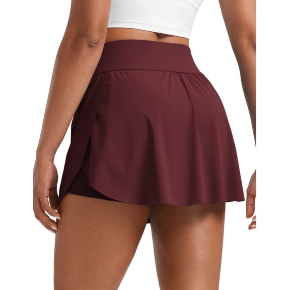CRZ YOGA High Waisted Side Slit Tennis Skirts for Women A Line Running Athletic Skort with Inner Pockets