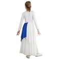 thumbnail image 2 of Doomiva Kids Girls Metallic Gold Praise Dance Dress with Pants Long Sleeve Full Length Liturgical Worship Tunic Blue 10, 2 of 7
