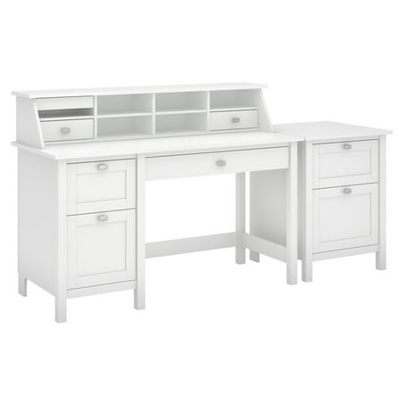 Bush Broadview Pedestal Computer Desk With File Cabinet In Pure White Bush Broadview Pedestal Computer Desk With File Cabinet In Pure White