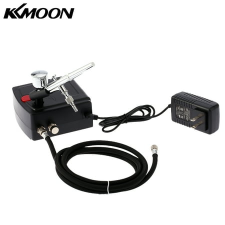 KKmoon 100-250V Professional Gravity Feed Dual Action Airbrush Air Compressor Kit for Art Painting Manicure Craft Cake Spray Model Air Brush Nail Tool