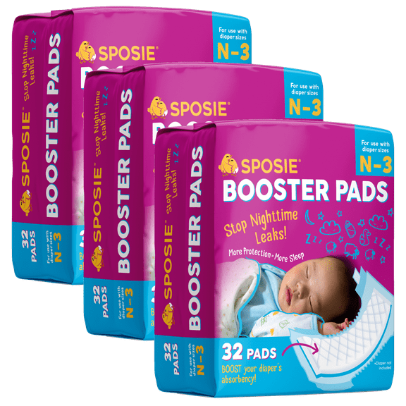 Sposie Overnight Baby Diaper Booster Pads/ Doublers for Newborns to Size 3 Diapers, 96 Insert-Pads, No Adhesive, Easy Repositioning, Disposable, Nighttime Protection for Infant Boys & Girls