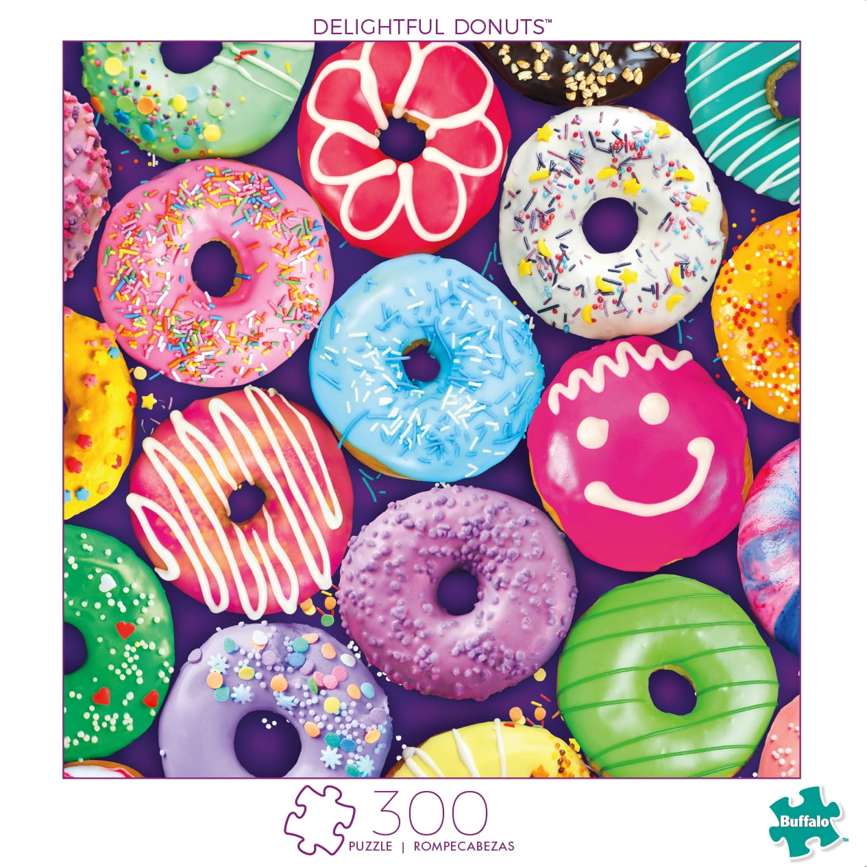 Pink Sprinkles Donut 350 Round Piece Jigsaw Puzzle 