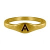 Personalized Round Signet Initial Ring, Sterling Silver, 10kt Gold or 14kt Gold, 1 Letter, Sizes 3 to 15 in 1/4 Sizes
