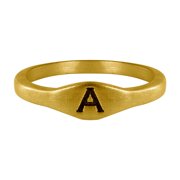 Personalized Round Signet Initial Ring, Sterling Silver, 10kt Gold or 14kt Gold, 1 Letter, Sizes 3 to 15 in 1/4 Sizes