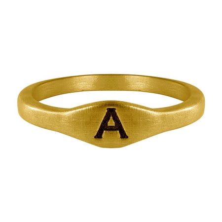 Personalized Round Signet Initial Ring, Sterling Silver, 10kt Gold or 14kt Gold, 1 Letter, Sizes 3 to 15 in 1/4 Sizes
