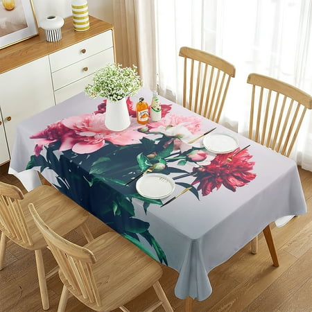 

Purple Peony Flowers Tablecloth for Dining Room Kitchen Living Room Party r 3d Digital Print Beautiful Penoy Table Cover