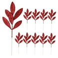 thumbnail image 5 of Homoyoyo Red Glitter Leaf Ornament Picks Plastic Christmas Tree Decorations Holiday Embellishments, 5 of 8