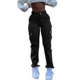 thumbnail image 2 of Cargo Jeans For Women Mid With Elastic Waist Plus Size Skinny Lifting Denim With Pockets, 2 of 7
