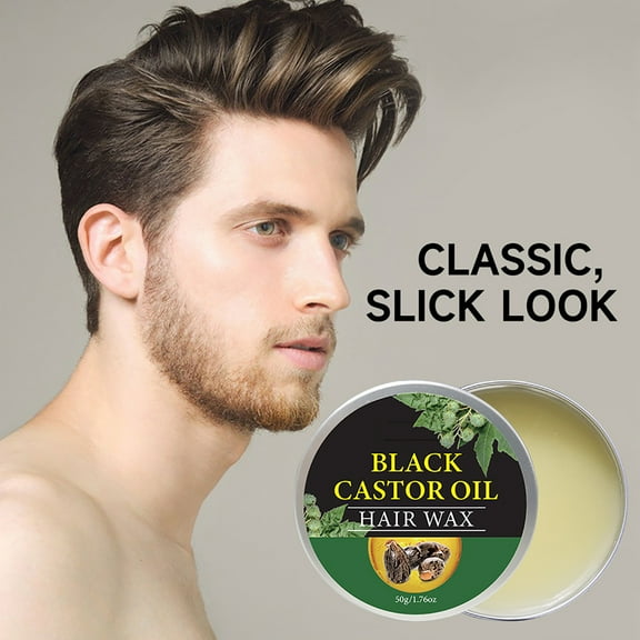 HYLLai Organic Castor Oil Hair Wax for Men, Natural Styling Wax, Smooths Frizzy Hair, Strong Hold, Moisturizes & Repairs Dry Hair, 50g