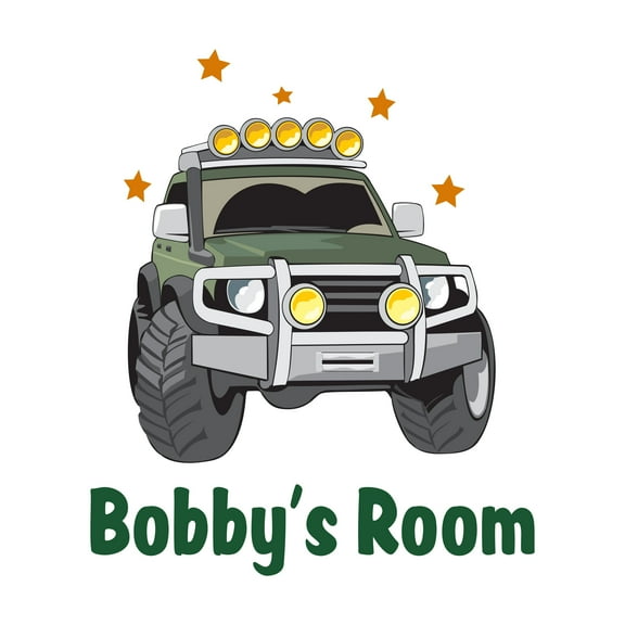 Personalized Name Wall Sticker - Custom Name Wall Decal - Truck Wall Decal - Room Wall Decor - Removable Vinyl Decal-Size : 8" x 10".