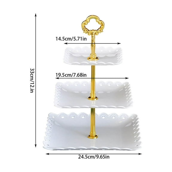 Rkxzt Fruit Plate Three-Layer Dessert Stand Three Tier Snack Serving Tray Plastic 3 Layer Dessert Rack 12.99 Inch Height for Wedding Party Home