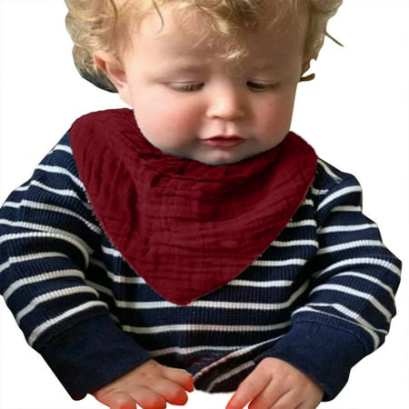 

kpoplk Feeding Bibs Babys Boys Girls Towel Cloth Baby Bibs Baby Crepe Double Absorbent Solid Colour Weaning Bib(H)