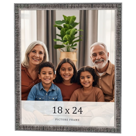 18x24 Frame Silver Grey Distressed Solid Wood Picture Frame | 0.75 Inch Moulding Width | Interior