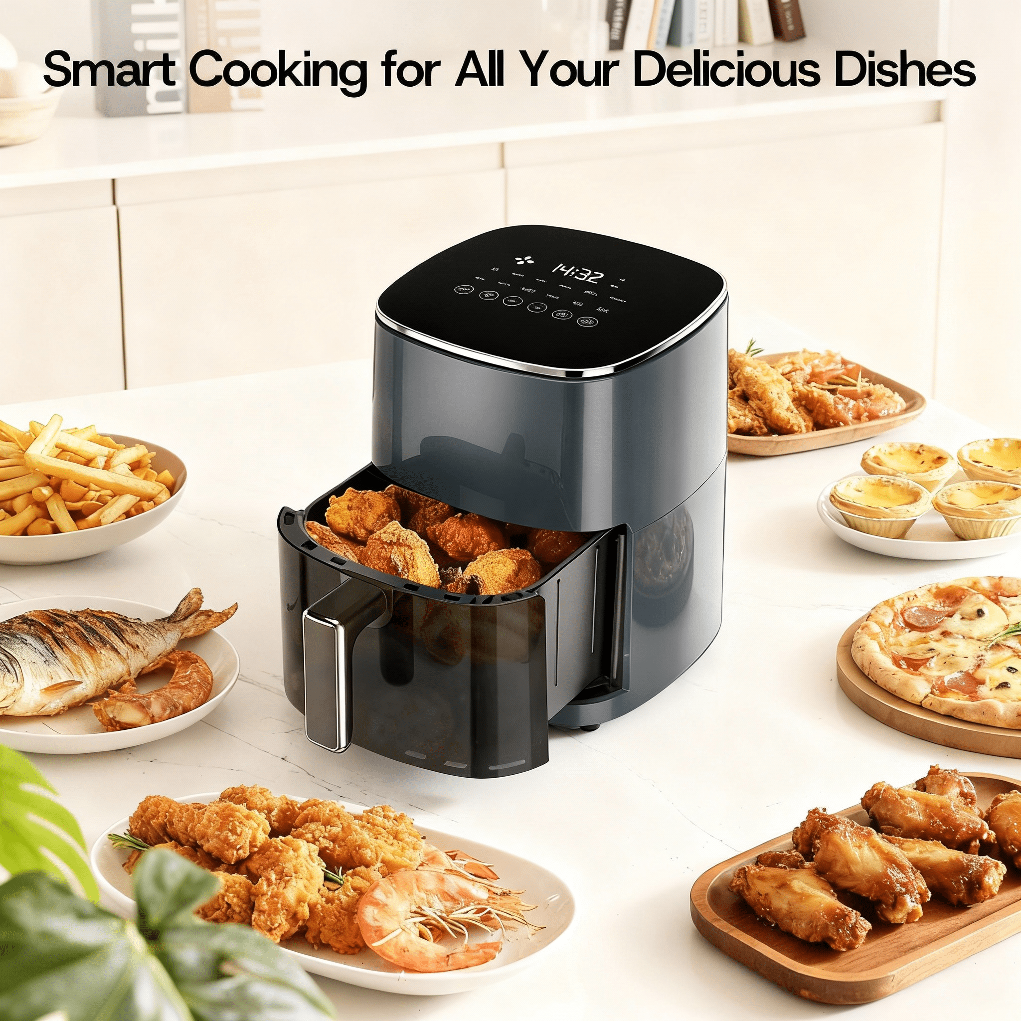 Blazezo 6QT Large Air Fryer with Clear Window, 12-in-1 Digital Air Fryer Oven for Roasting, Baking, Dehydrating, 400F, Dishwasher Safe, Nonstick, Family Size for 2-5