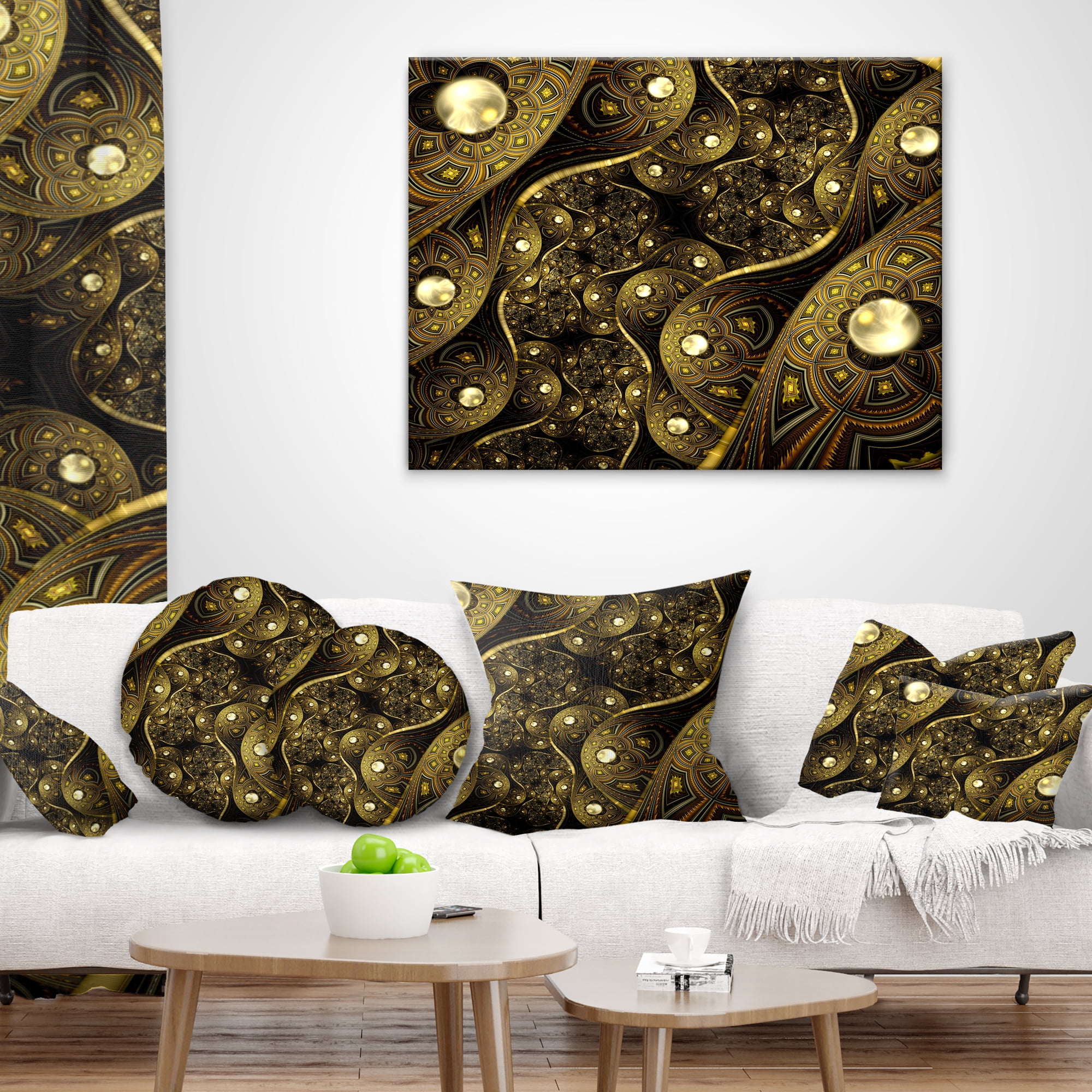 Designart Brown Metallic Fabric Pattern - Abstract Throw Pillow - 18x18