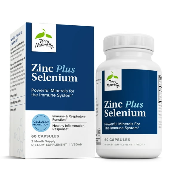 Terry Naturally Zinc Plus Selenium - 60 Capsules - Immune Support, Respiratory Function