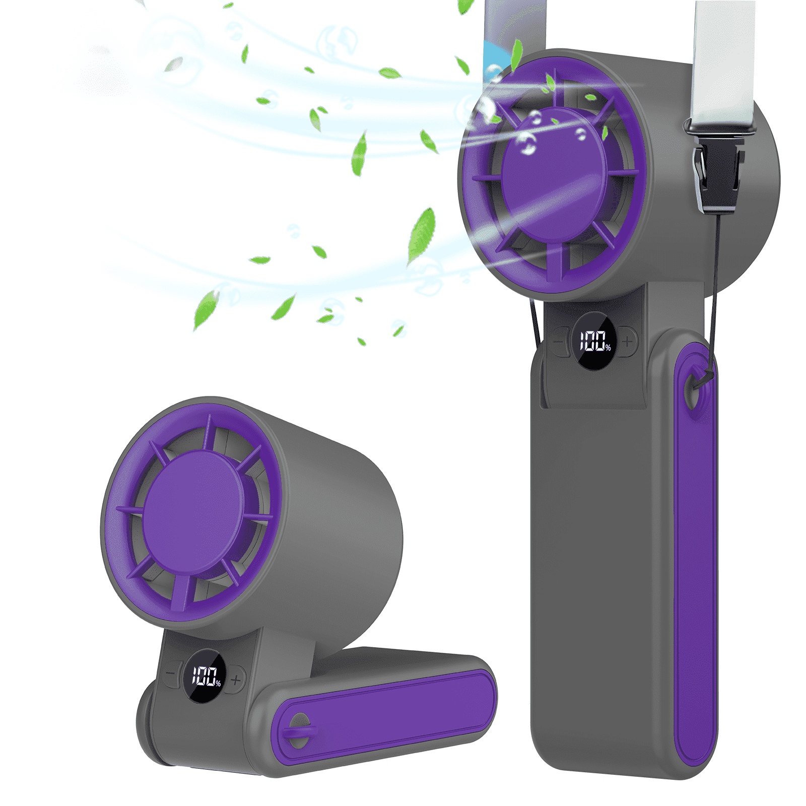 Portable Handheld Turbo Fan, 199-Gear High Speed Wind 5000mAh Rechargeable Up to 12 Working Hours, 3 IN 1 Hand Fans for Outdoor Activities, Travel, Beach