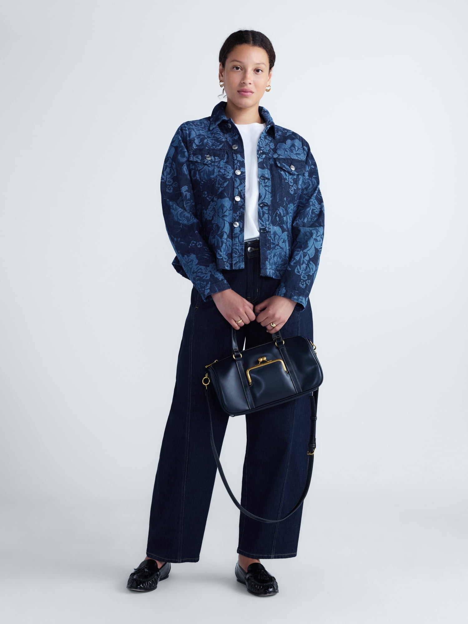 Free Assembly Women's and Women's Plus Pleated Peplum Denim Jacket, Sizes XS-4X