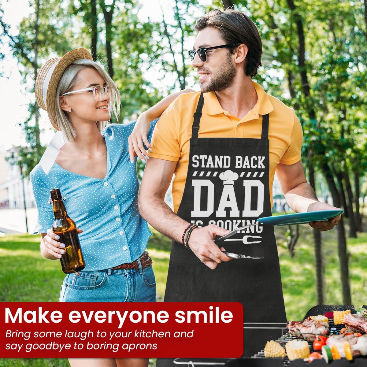 Funny Apron for Dad - Birthday Father’s Day Cooking Grilling Gifts for Mens