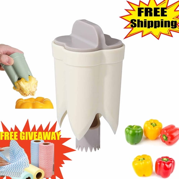 Pepper Seed Corer Remover, 2-In-1 Fruit Pepper Corer for Faster, More Efficient, & Hassle-Free Meal Prep (1, Beige)