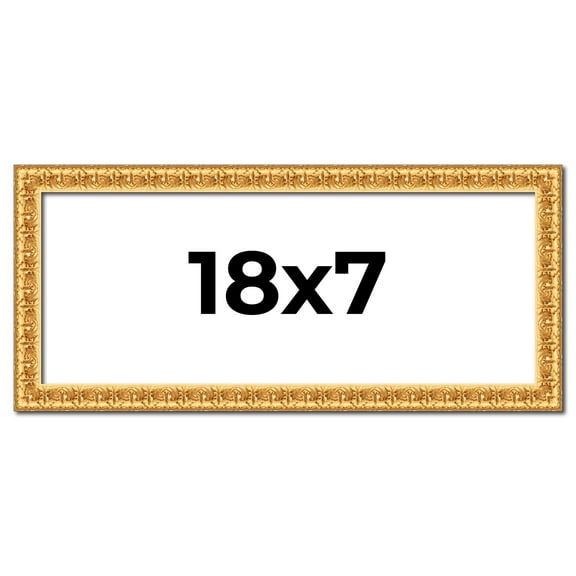 18x7 Frame Gold Real Wood Picture Frame Width 1 inches | Interior Frame Depth 0.5 inches | Edwina