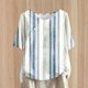 thumbnail image 3 of Tops de Lino para Mujeres Imprimir Suéter Cuello Redondo Manga Corta Superior Poliéster, Blusa de Moda Casual para la Primavera Y el Verano, 3 of 5