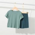 thumbnail image 7 of Cethrio Girls' Pajama Sets Short Sleeve, Summer 2 Piece Breathable Casual Girls' Sleepwear Green Size 10-11T, 7 of 7