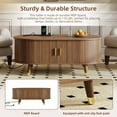 thumbnail image 4 of Oval Wooden Coffee Table with Charging Station, Mid-Century Center Table with Compartment, Cocktail Table with Sliding Tambour Door for Living Room, Walnut, 4 of 11