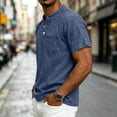 thumbnail image 5 of Miqool Washed Denim Shirt for Man Short Sleeve Collared Casual Lightweight Ruched Summer Jean Top with Chest Pockets, 5 of 8