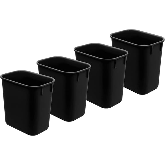 Acrimet Wastebasket, Deskside Bin, 3.25 Gallon/13 Quart/ 12 Liter (Plastic) (Black Color) (Set of 4)