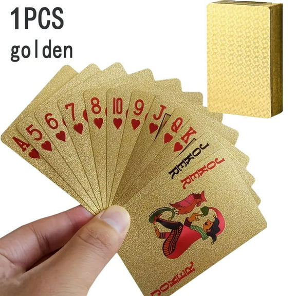 Gold Plated Playing Cards, Luxury Deluxe Poker Card Set, Premium PVC Waterproof Cards for Games & Gifts