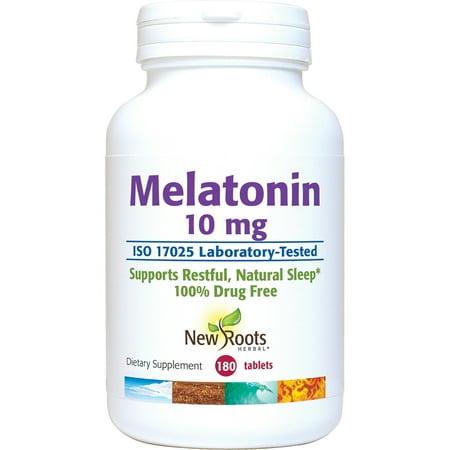 New Roots Herbal Melatonin 10 mg Sleep Supplement (180 Tablets) | Natural Sleep & Calm Support Aids, Jet Lag Pills for Adults [Extra Strength] | Nighttime Time Release Melatonin Sleeping Aid