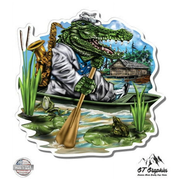 Gator Musican Louisiana New Orleans - 3" Vinyl Sticker - For Car Laptop I-Pad Phone Helmet Hard Hat - Waterproof Decal