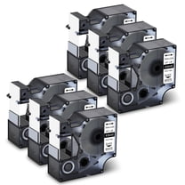 GREENCYCLE 6PK 19mm 3/4'' x 5.5m 18ft Black on White Permanent Industrial Vinyl Label Tape Compatible for Dymo 18445 Rhino 4200 5000 5200 6000 3M PL300 Printer