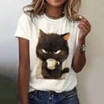 thumbnail image 3 of Funny Cat T Shirt Women Angry Cat Print Short Sleeve Tops Casual Pullover Street Y2k Tshirt Female, 3 of 10