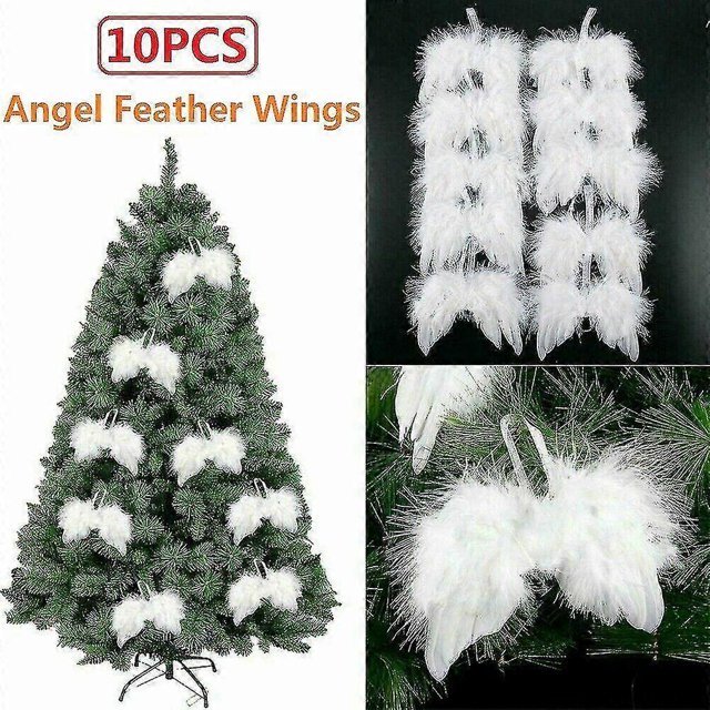ZHAOCHENG 10 piezas de mini alas de ángel con plumas blancas para decoraciones navideñas