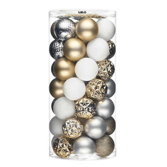 50pzs 6cm Esferas LabgNavideñas Fiesta Adornos Arbol Navideñas Oro Blanco