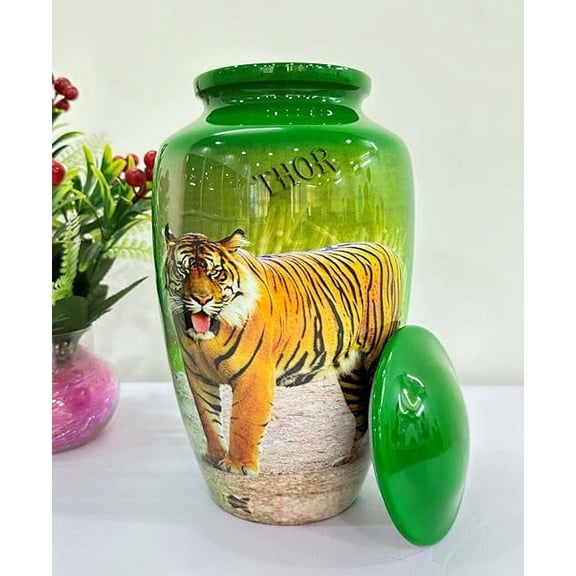 Cremation Urns Tiger for Human Ashes Adult for Funeral Burial Niche Columbarium Cremation Urns for Adult Ashes Cremation Urns for Human Ashes Green