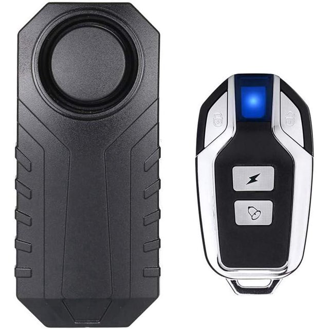 Wireless Motorcycle/Bicycle Alarm, Burglar Security Alarm with Remote Control, IP55 Waterproof, 113DB Super Loud (Black)