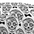 thumbnail image 3 of Black and White Pouf Cover with Zipper, Sugar Skull and Bow Tie Mexican Carnival Muertos Day of the Dead, Soft Decorative Fabric Unstuffed Case, 30" W X 17.3" L, Charcoal Grey, by Ambesonne, 3 of 5