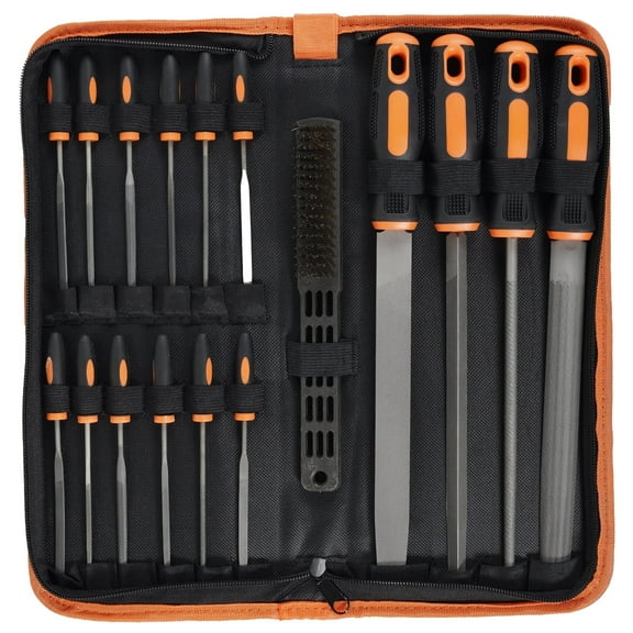 Aijun 17Pcs Metal File Set with Ergonomic Handle Sturdy Compact High Carbon Steel Assorted File Kit for Wood Glass DIY Project