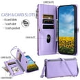 thumbnail image 4 of ELEHOLD for iPhone XR Case,  Full Body Protection Crossbody Flip Zipper Credit Card Slot Wallet Case Kickstand Shockproof Leather Case with Shoulder Strap and Wrist Strap, Purple, 4 of 10