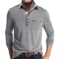 thumbnail image 4 of JIANJIA Mens Polo Shirts Autumn Winter Casual Long Sleeve Classic Plaid Button Pockets Tops Daily-Wear, 4 of 7