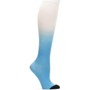 Nurse Mates EKG Heart and Holiday Compression Trouser Socks, Ombre Marina Blue, One Size