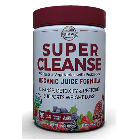 Country Farms Super Cleanse Dietary Supplement, Organic Detox, 35 Organic Fruits, Vegetables, Superfoods, 14 Servings (Packaging May (Best Detox Juice Ingredients)